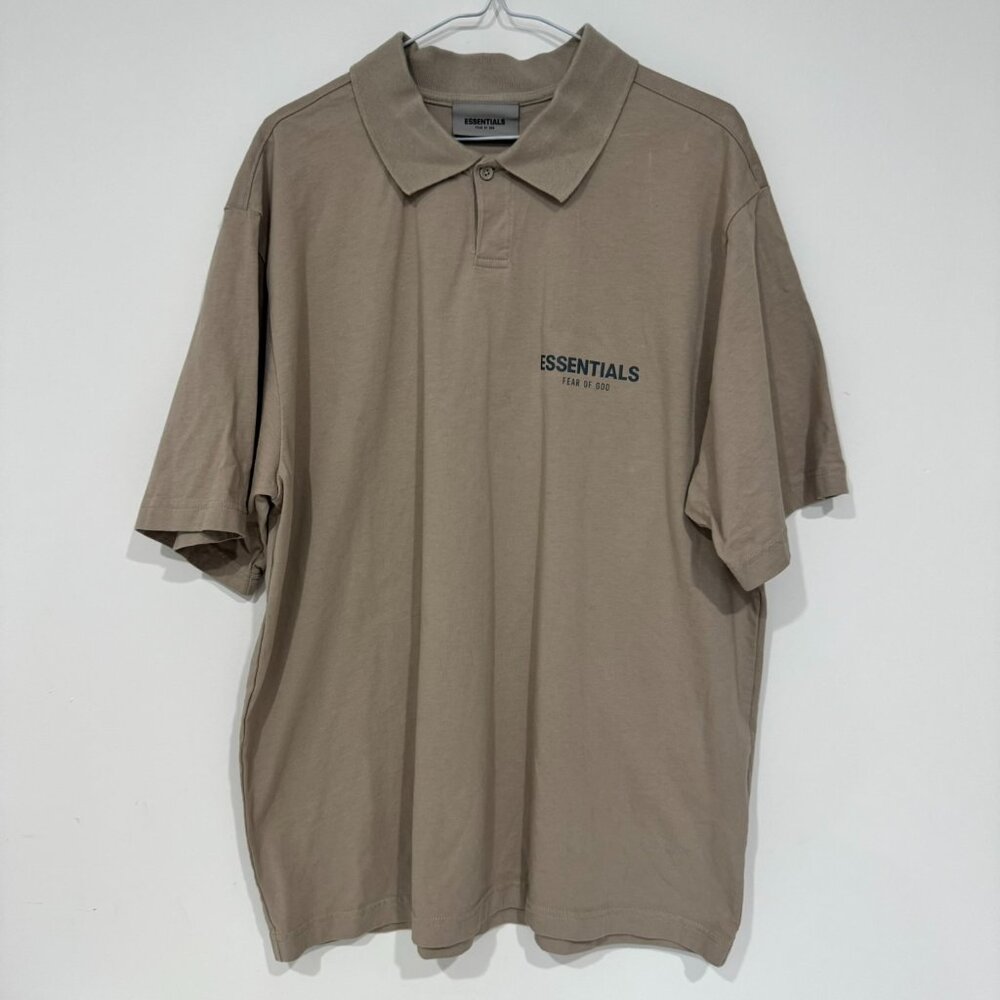 Fear of God Essentials Oversized Short Sleeve Polo Shirt Beige Size L